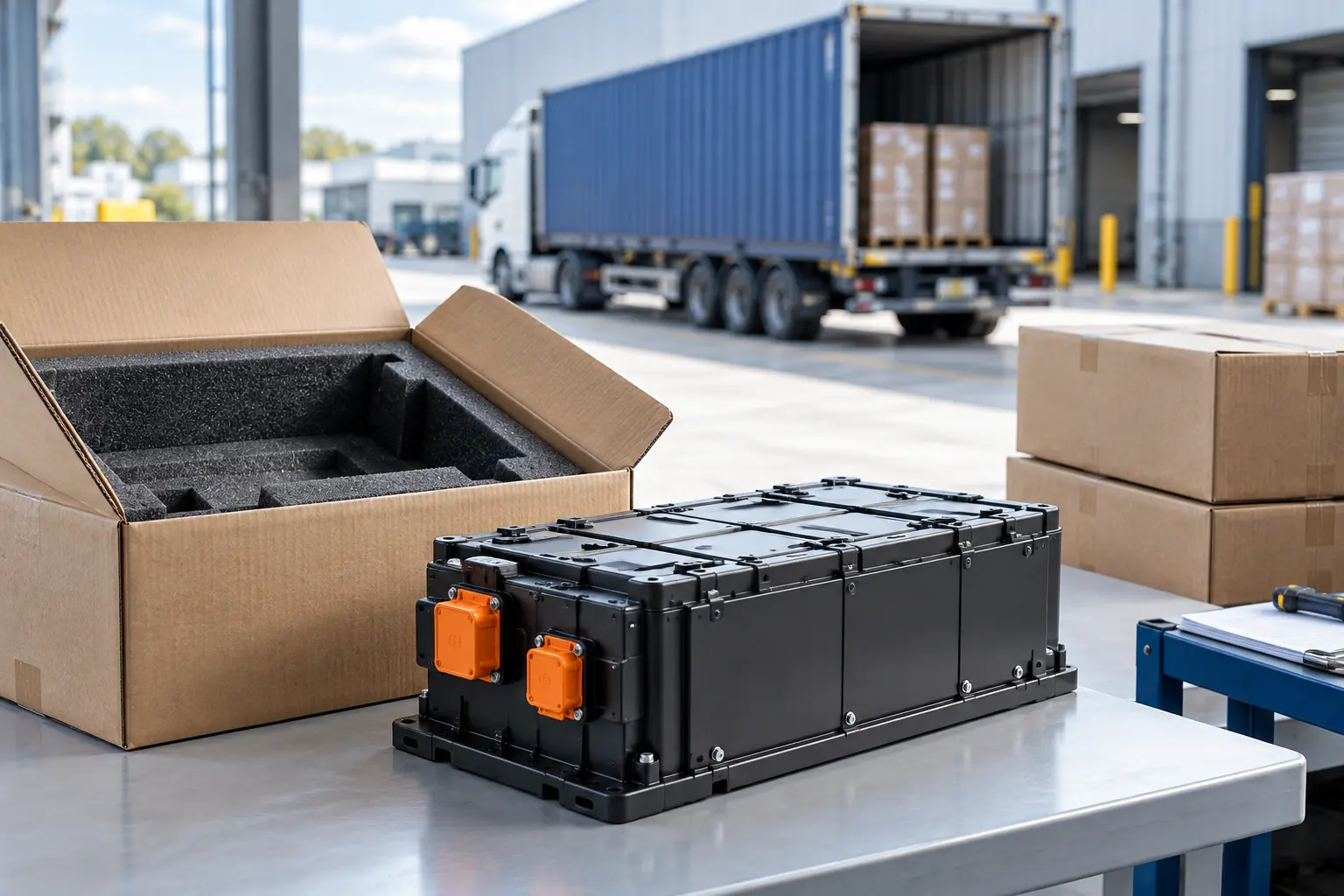 Colli di batterie al litio con marcatura UN3480 pronti per la spedizione